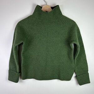 Rachel Zoe Women’s Dark Green Cropped Mock Sweater, Size Medium, Merino Wool